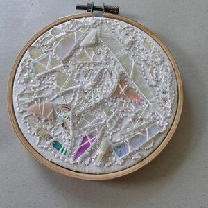 *HANDMADE* Custom Hand Stitched Glass Hoop Decor